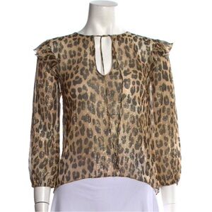 Alice + Olivia Brown Tan Ruffled Blouse
